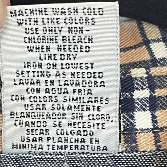 Vintage Embroidered Shirt Denim Blue Plaid Collar Button Front Long Sleeve XL - Picture 6 of 16